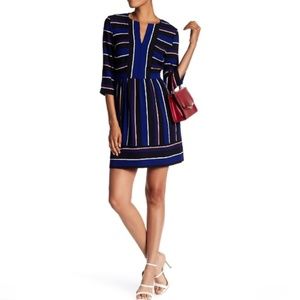 Charles Henry Striped Half-Sleeve Mini Dress